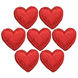 7-Pack Mini Heart Applique Patch - Red Love Cute Embroidered Badge .5" (Iron on)