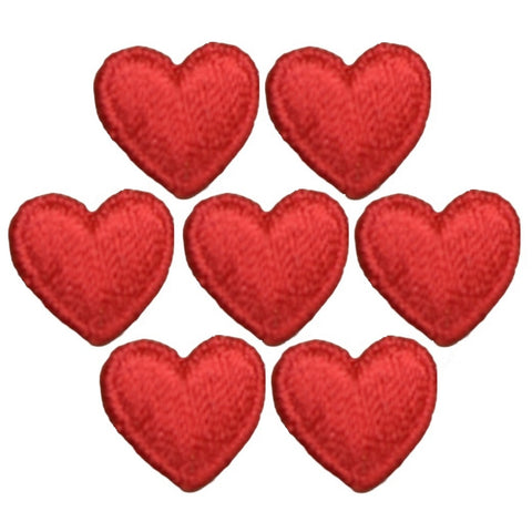 7-Pack Mini Heart Applique Patch - Red Love Cute Embroidered Badge .5" (Iron on)
