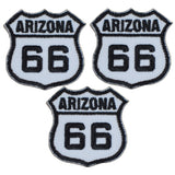 3-Pack Arizona Route 66 Patch - Mini Embroidered Highway Sign Badge 1-3/8" (Iron On)