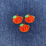 3-Pack Pumpkin Applique Patch - Mini Sequin & Embroidered Fall Autumn Badge 1" (Iron On)