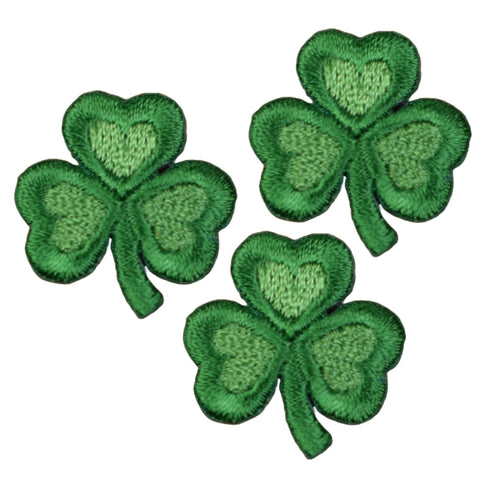 Mini Shamrock Applique Patch - Heart Clover Good Luck Badge 1" (3-Pack, Iron on)