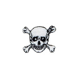 Skull and crossbones patch on a white background