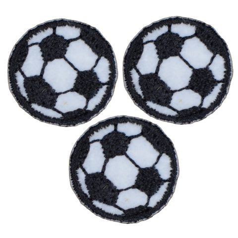 Mini Soccer Ball Applique Patch - Sports Athletic Badge 7/8" (3-Pack, Iron or Sew On)