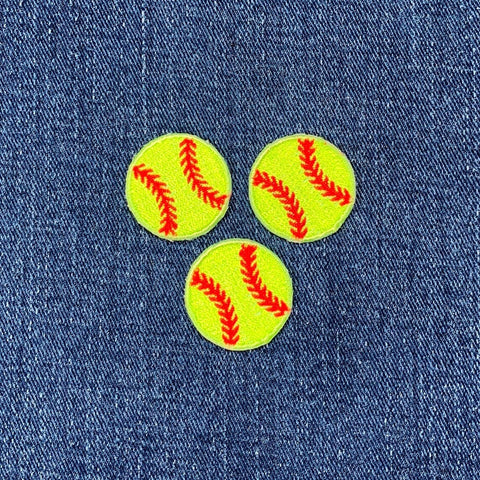 3-Pack Softball Applique Patch - Mini Sports Team Embroidered Ball Badge 1" (Iron Or Sew On)