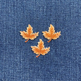3-Pack Autumn Leaf Applique Patch - Mini Embroidered Tan & Brown Fall Badge 1-1/8" (Iron On)
