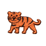 Embroidered patch of a tiger on a white background