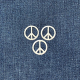 3-Pack Peace Sign Patch Applique - Mini White Embroidered Badge 1" (Iron On)