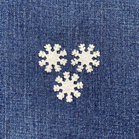 3-Pack Snowflake Applique Patch - Mini Embroidered Winter Snow Badge 1" (Iron On)