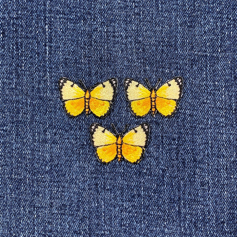 3-Pack Yellow Butterfly Applique Patch - Mini Embroidered Insect Badge 1-1/8" (Iron On)