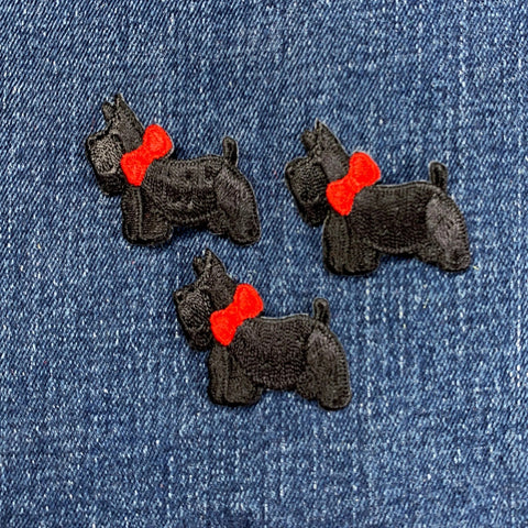 3-Pack Scottie Applique Patch - Mini Embroidered Dog Animal Badge 1.5" (Iron On)