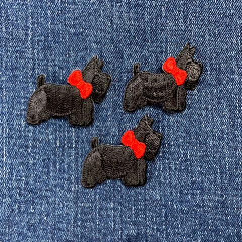 3-Pack Scottie Applique Patch - Mini Embroidered Dog Animal Badge 1.5" (Iron On)