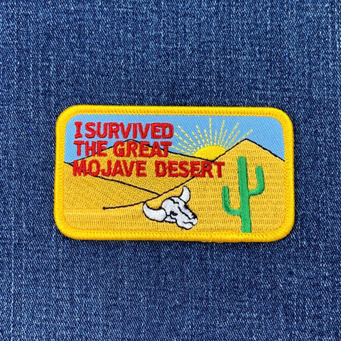 I Survived The Mojave Desert Patch - Embroidered California Cactus & Skull Badge 3-5/8" (Iron On)