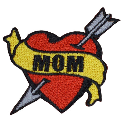 Mom Patch - Tattoo Style Arrow Through Heart, Love, Mother Badge 2.25" (Iron on)