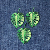 3-Pack Monstera Applique Patch - Embroidered Tropical Leaf & House Plant Badge 2" (Iron On)