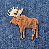 Moose Applique Patch - Embroidered Animal Badge Facing Left 3" (Iron on)