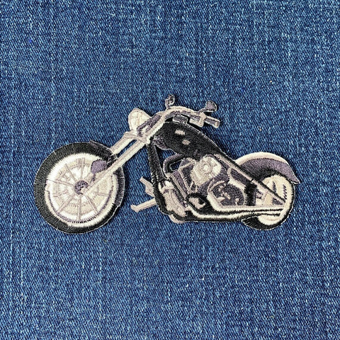 Motorcycle Applique Patch - Chopper Cruiser Motor Bike Embroidered Biker Badge 4" (Iron On)