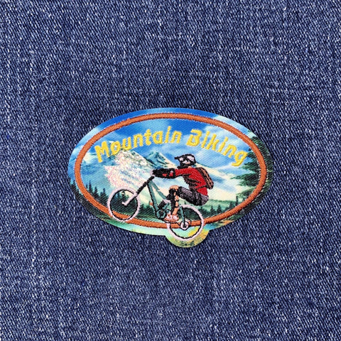 Mountain Biking Patch - Embroidered & Sublimation Trail Riding Badge 2-5/8" (Iron On)
