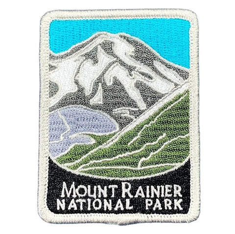Mount Rainier National Park patch on a white background