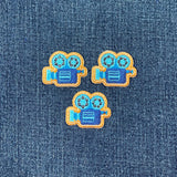 Mini Movie Camera Applique Patch - Cinema Theater Film 1.25" (3-Pack, Iron on)