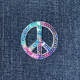 Sequin Peace Sign Applique Patch - Multicolor World Peace Badge 1.5" (Iron On)