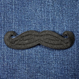 Mustache Applique Patch - Embroidered Handlebar Style Badge 4" (Iron On)