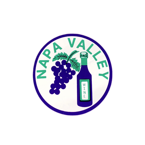 Napa Valley logo with grapes and a wine bottle 