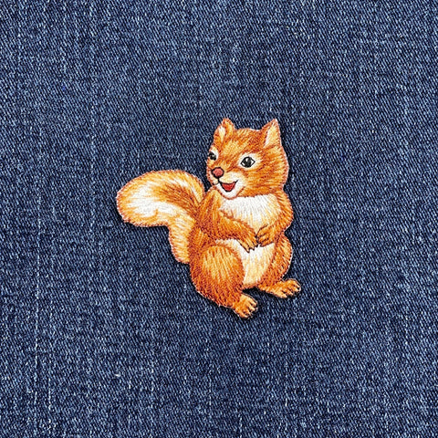 Squirrel Applique Patch - Embroidered Wild Animal Badge 2.25" (Iron On)