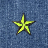 Nautical Star Applique Patch - Neon Yellow Black Star 2" (Iron Or Sew On)