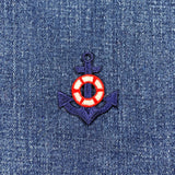 Anchor & Life Preserver Applique Patch - Embroidered Sailing Nautical Badge 1.75" (Iron On)