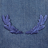 Scrambled Eggs Patch Set - Navy Blue Military Cap Captain Hat Embroidered Oak Leaves 3.75" (Iron On)