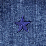 Navy Blue Star Applique Patch - Embroidered Iron On Badge 2.25"
