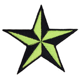 Nautical Star Applique Patch - Neon Yellow Black Star 2" (Iron Or Sew On)