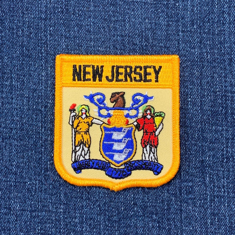 New Jersey patch on a denim background
