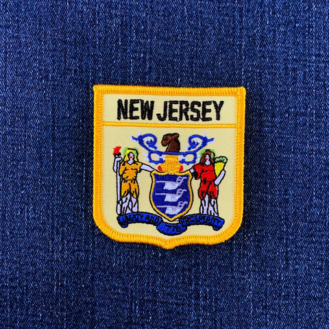 New Jersey patch on a denim background