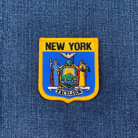 New York Patch - Embroidered State Flag Shield Badge 2.75" (Iron Or Sew On)