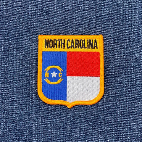 North Carolina Patch - Embroidered Flag Shield Badge 2.75" (Iron Or Sew On)