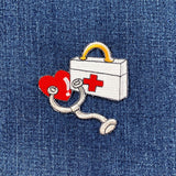 Medical First Aid Kit Applique Patch - Stethoscope Heart Embroidered Doctor & Nurse Badge 2.75" (Iron On)