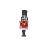 Embroidered nutcracker patch on a white background