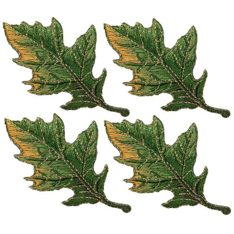 Oak Leaf Applique Patch Set - Green Autumn Fall Leaf 2-7/8" (4-Pack, Iron on)