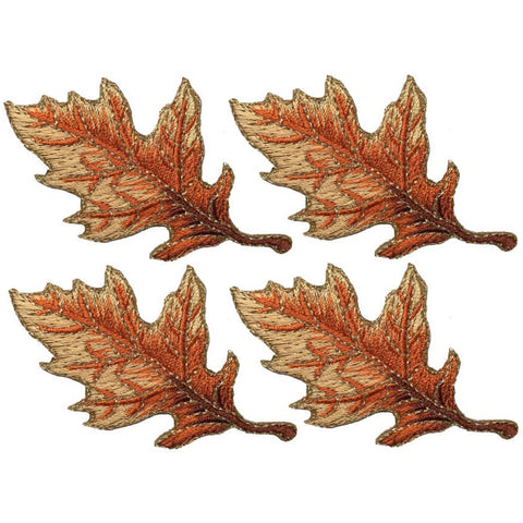 Oak Leaf Applique Patch Set - Tan Autumn Fall Leaf 2-7/8" (4-Pack, Iron on)