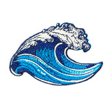 Blue wave patch on a white background