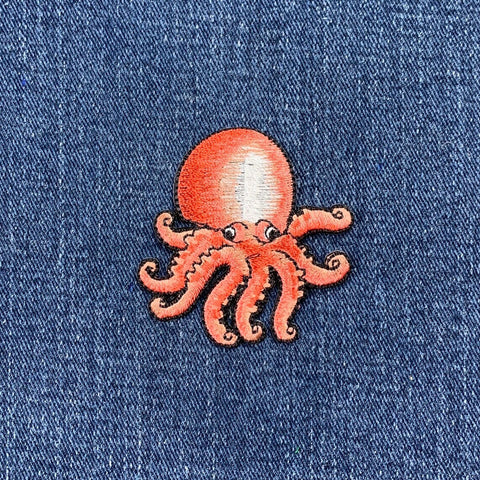 Octopus Applique Patch - Embroidered Sea Creature Badge 2" (Iron On)