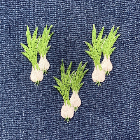 3-Pack Onions Applique Patch - Embroidered Farm & Gardening Badge 2" (Iron On)