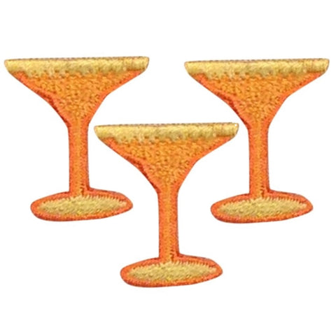 Mini Orange Margarita Applique Patch - Cocktail Tequila Mezcal Alcohol Badge 1" (3-Pack, Iron on)