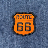 Route 66 Patch - Embroidered Orange & Black Highway Sign Badge 2.5" (Iron On)
