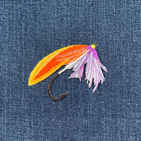 Fly Fishing Lure Applique Patch - Winter's Hope Fish Embroidered Badge 3" (Iron On)
