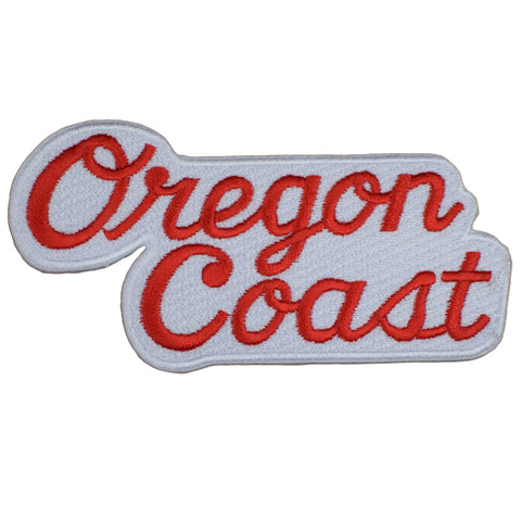 Oregon Coast Patch - Red/White, Beach, Sea OR Badge 4" (Iron or Sew On)