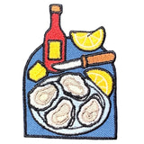 Oyster Platter Patch - Embroidered Seafood Badge 2-7/8" (Iron Or Sew On)