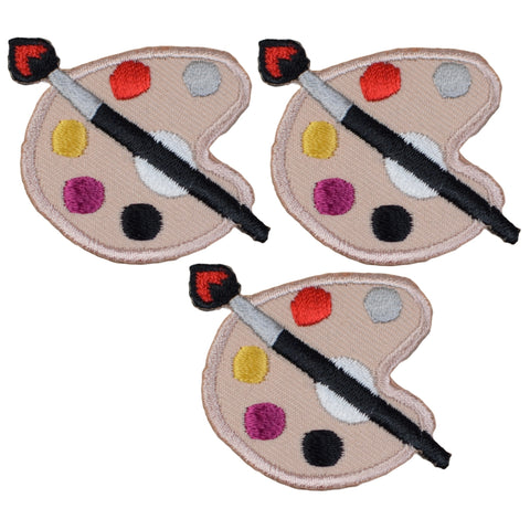 Small Painter's Palette Applique Patch - Artist Art Painting Fine Arts Embroidered Badge 1.75" (3-Pack, Iron on)