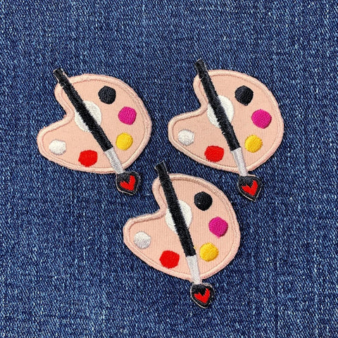 3-Pack Artist Paint Palette Applique Patch - Art Fine Arts Embroidered Painting Badge 1.75" (Iron On)
